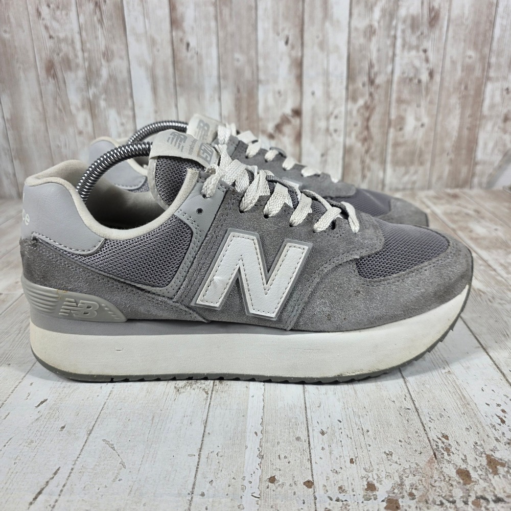 New Balance 574 Platform Grey Suede Mesh Sneakers WL574ZSD Womens Size‎ 12
